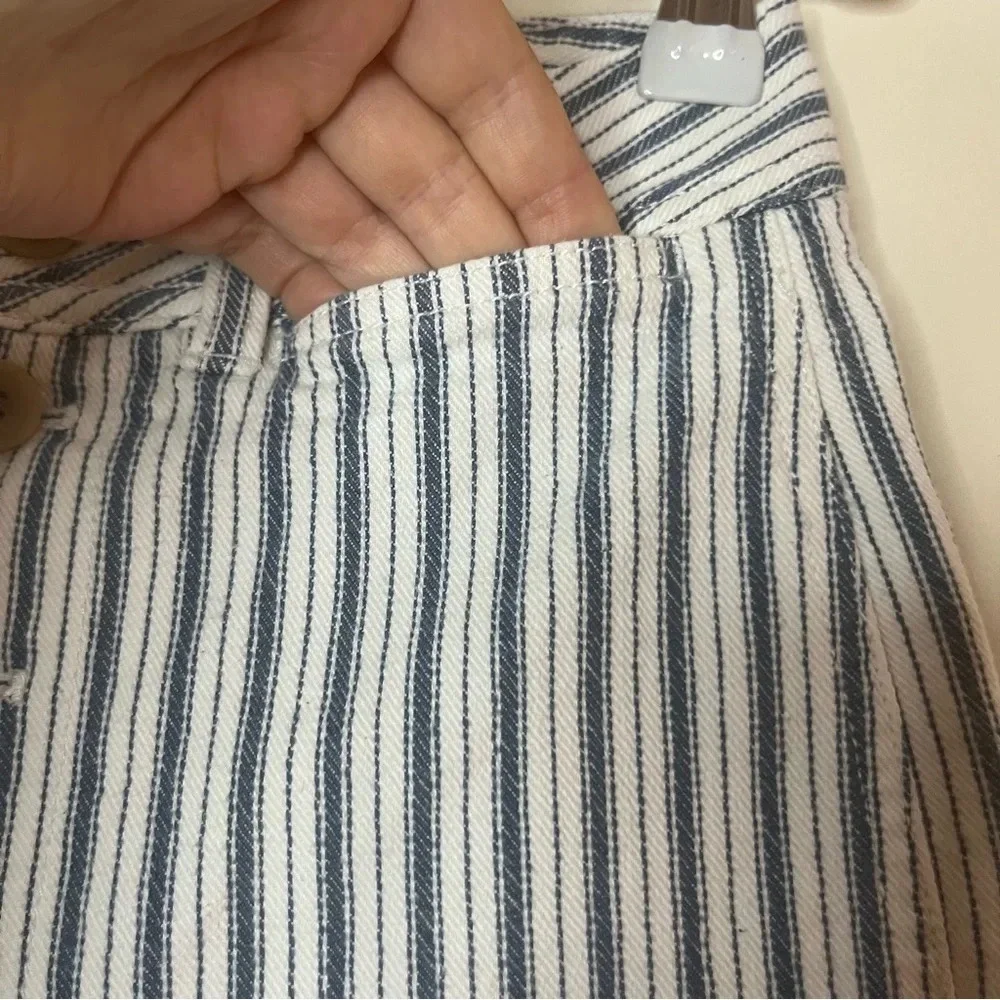 MADEWELL Emmett Railroad Stripe Wide Leg Cropped Jeans